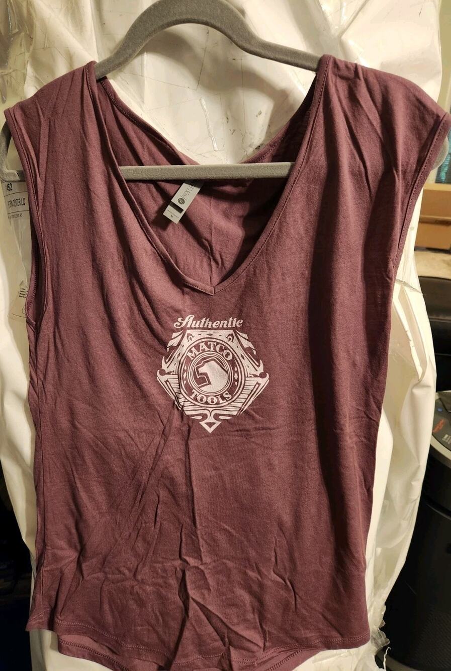 Matco Tools Festival Sleeveless Tee Shirt Womens Size M Maroon Muscle Tank Top